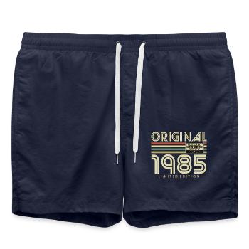 Original 1985 Vintage Vintage Anniversaire Rétro - Short de bain - bleu marine - Devant - AI Model Male 185 light (185cm)