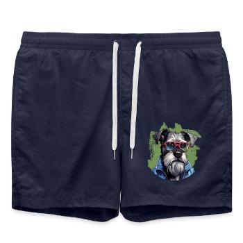 Streetwear Whiskers: miniature schnauzer style - Swim Trunks - french navy - Front - AI Model Male 185 light (185cm)