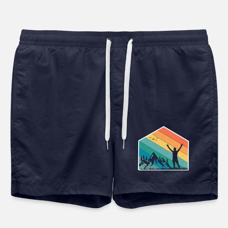 Mountains Silhouette Rainbow - Swim Trunks - french navy