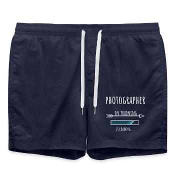 Photographer in Training Profession Gift - Swim Trunks - french navy - Front - AI Model Male 185 light (185cm)