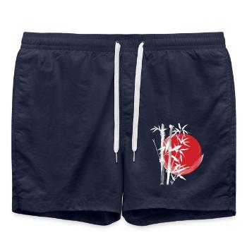 Japon Asie Bamboo Sun Kanji simple nature - Short de bain - bleu marine - Devant - AI Model Male 185 light (185cm)