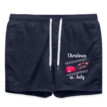 Weihnachten im Juli Flamingos mit Camper Rentier - Badeshorts - French Navy - Vorne - AI Model Male 185 light (185cm)
