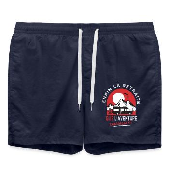 Enfin la Retraite camping car Humour retraité - Short de bain - bleu marine - Devant - AI Model Male 185 light (185cm)