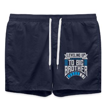 Leveling up big brother - Swim Trunks - french navy - Front - AI Model Male 185 light (185cm)