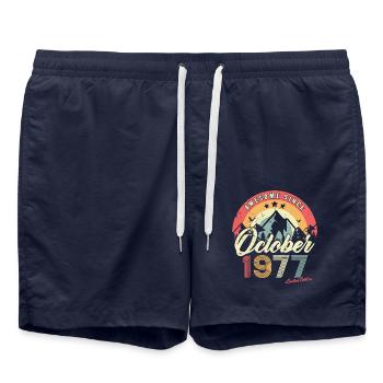 Cadeau D'anniversaire En Octobre 1977 Vintage - Short de bain - bleu marine - Devant - AI Model Male 185 light (185cm)