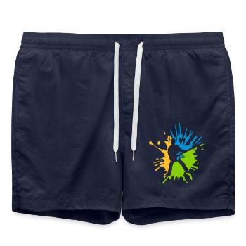 Gouttes colorées de guitariste éclaboussures de couleur - Short de bain - bleu marine - Devant - AI Model Male 185 light (185cm)