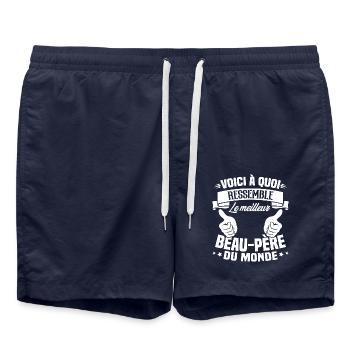 Le meilleur beau-papa du monde - Cadeau beau-papa - Short de bain - bleu marine - Devant - AI Model Male 185 light (185cm)