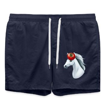 Tomate tête de cheval - Creative Horse & Vegetable Design - Short de bain - bleu marine - Devant - AI Model Male 185 light (185cm)