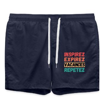 Inhale, Exhale, Vacation, Repeat, - Swim Trunks - french navy - Front - AI Model Male 185 light (185cm)