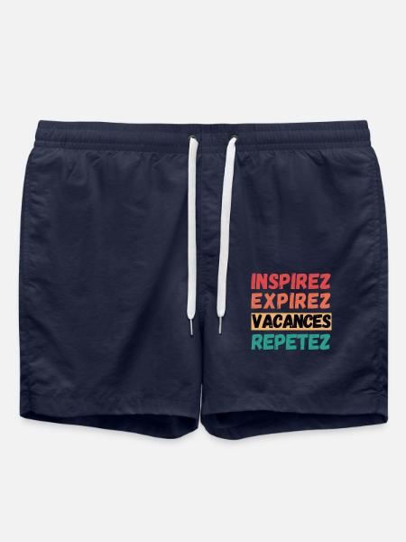 Inhale, Exhale, Vacation, Repeat, - Swim Trunks - french navy