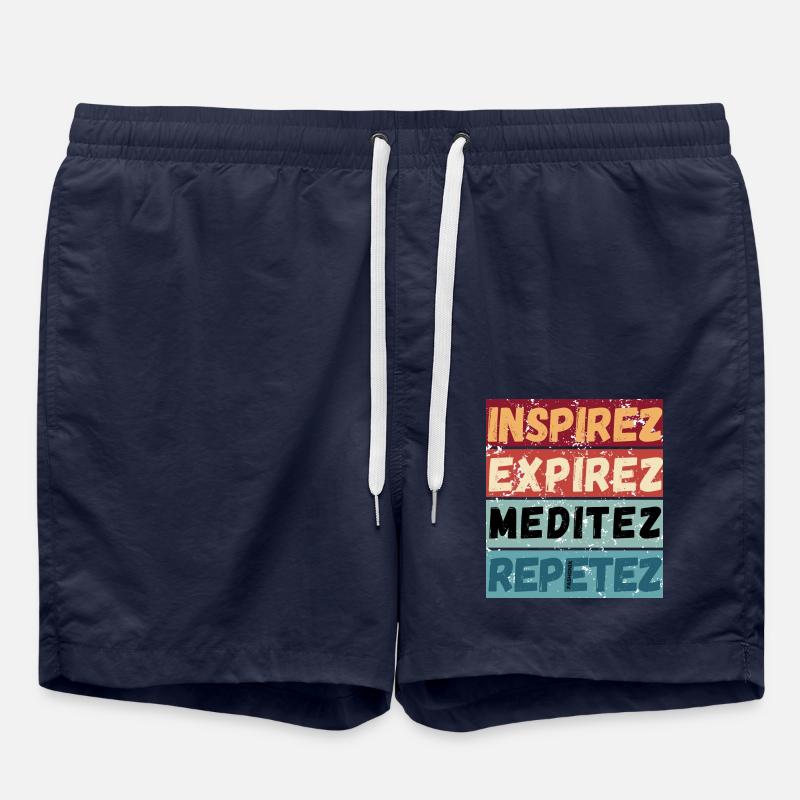Inhale, Exhale, Meditate, Repeat, Mindfulness - Swim Trunks - french navy