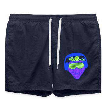 Erbeere DJ Obst Gesicht Grinst Party Club Musik - Badeshorts - French Navy - Vorne - AI Model Male 185 light (185cm)