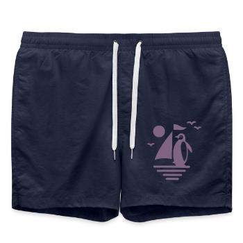 Pingouin Voilier Silhouette Minimaliste - Short de bain - bleu marine - Devant - AI Model Male 185 light (185cm)