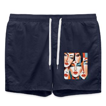 Portraits abstraits de femmes - Short de bain - bleu marine - Devant - AI Model Male 185 light (185cm)