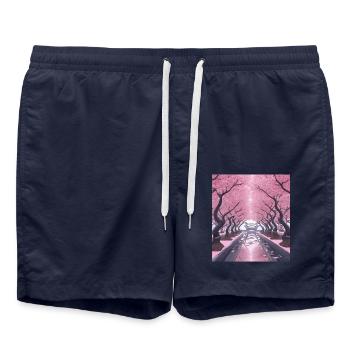 Cherry blossom tunnel - Swim Trunks - french navy - Front - AI Model Male 185 light (185cm)
