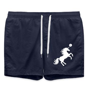 Einhorn Tennis Spieler Tennisball Silhouette - Badeshorts - French Navy - Vorne - AI Model Male 185 light (185cm)