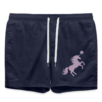 Licorne Joueur De Tennis Balle De Tennis Silhouette - Short de bain - bleu marine - Devant - AI Model Male 185 light (185cm)