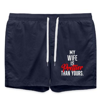 My Wife is Prettier Than Yours - Swim Trunks - french navy - Front - AI Model Male 185 light (185cm)