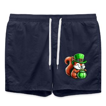 Conception de bande dessinée écureuil mignon de la Saint-Patrick - Short de bain - bleu marine - Devant - AI Model Male 185 light (185cm)