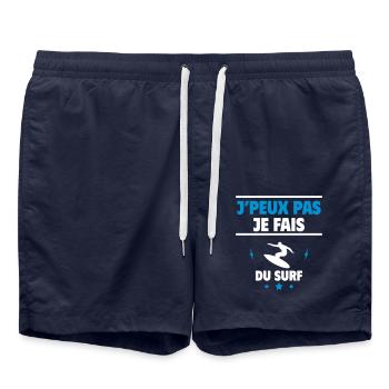 je fais du surf, surfeur - Short de bain - bleu marine - Devant - AI Model Male 185 light (185cm)