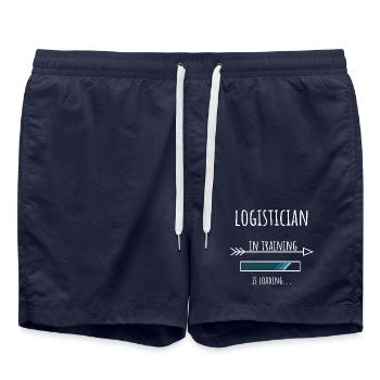 Logistician in Ausbildung Beruf Geschenk - Badeshorts - French Navy - Vorne - AI Model Male 185 light (185cm)