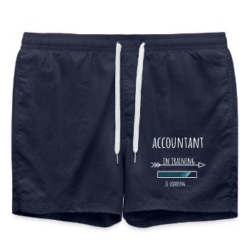 Accountant in Ausbildung Beruf Geschenk - Badeshorts - French Navy - Vorne - AI Model Male 185 light (185cm)