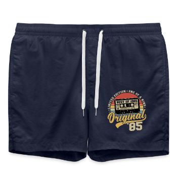 1985 Vintage Anniversaire Vintage Rétro Cadeau - Short de bain - bleu marine - Devant - AI Model Male 185 light (185cm)