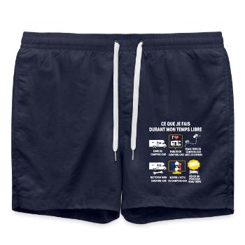 Camping car passion camping-car Humour cariste - Short de bain - bleu marine - Devant - AI Model Male 185 light (185cm)
