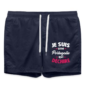 Je Suis Une Portugaise Qui Déchire - Short de bain - bleu marine - Devant - AI Model Male 185 light (185cm)