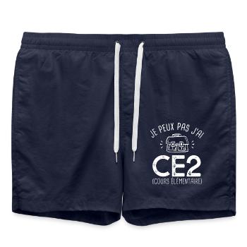 je peux pas j ai CE2 rentréee des classes école - Short de bain - bleu marine - Devant - AI Model Male 185 light (185cm)
