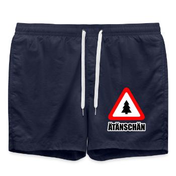 Verkehrsschild: Achtung Ätänschän Attention - Badeshorts - French Navy - Vorne - AI Model Male 185 light (185cm)