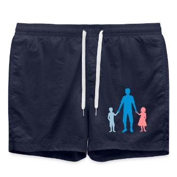 2 Enfants Famille Papa - Short de bain - bleu marine - Devant - AI Model Male 185 light (185cm)