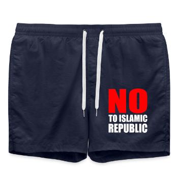 no to islamic republic - Short de bain - bleu marine - Devant - AI Model Male 185 light (185cm)