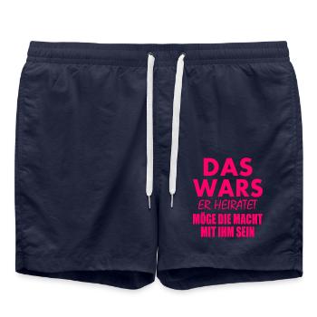 Das wars er heiratet - Badeshorts - French Navy - Vorne - AI Model Male 185 light (185cm)