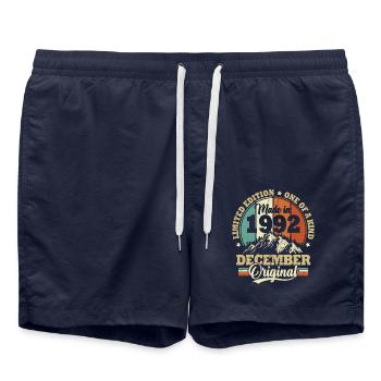 Cadeau D'anniversaire Décembre 1992 Vintage Rétro - Short de bain - bleu marine - Devant - AI Model Male 185 light (185cm)