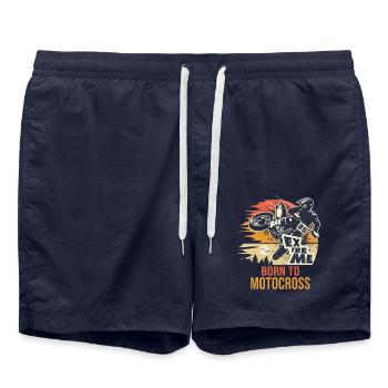 moto born to motocross motard moto cross - Short de bain - bleu marine - Devant - AI Model Male 185 light (185cm)