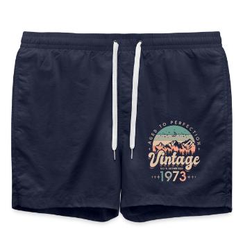 1973 Vintage anniversaire 50 ans - Short de bain - bleu marine - Devant - AI Model Male 185 light (185cm)