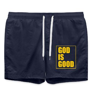 God is good - Short de bain - bleu marine - Devant - AI Model Male 185 light (185cm)