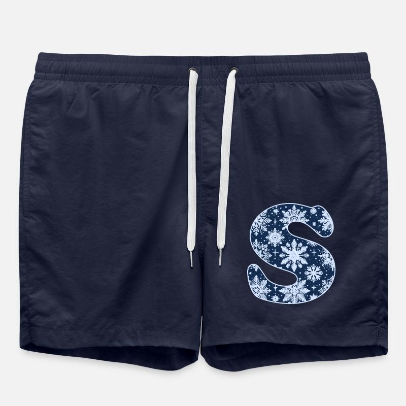 Letter S Snowflakes - Swim Trunks - french navy
