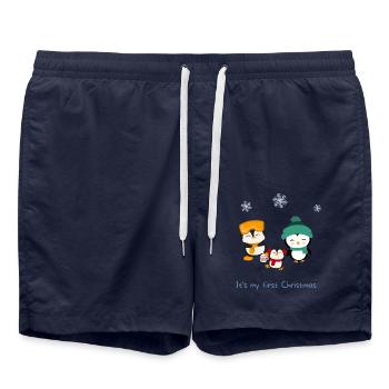 First Christmas with Baby - Badeshorts - French Navy - Vorne - AI Model Male 185 light (185cm)