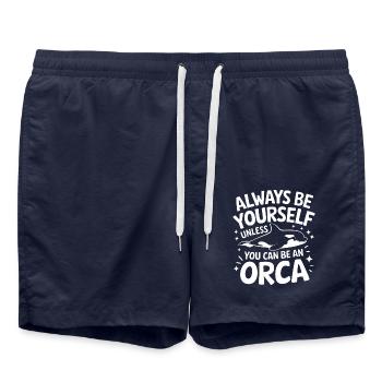 Orca Killerwal Ozean Tier Wale - Badeshorts - French Navy - Vorne - AI Model Male 185 light (185cm)