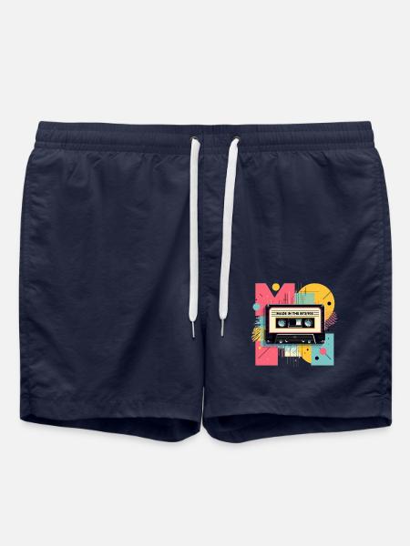 Retro 80s 90s Cassette Gift - Swim Trunks - french navy
