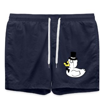 Sir Duck chapeau haut de forme monocle lunettes riche M. - Short de bain - bleu marine - Devant - AI Model Male 185 light (185cm)