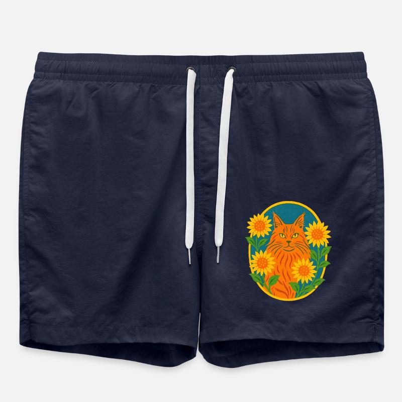 Ginger Kitty Cat - Swim Trunks - french navy