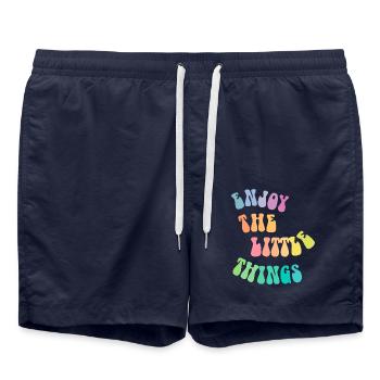 Profitez des petites choses - Idée cadeau - Cadeau - Short de bain - bleu marine - Devant - AI Model Male 185 light (185cm)