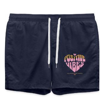 Positive Vibes – Good Energy - Swim Trunks - french navy - Front - AI Model Male 185 light (185cm)