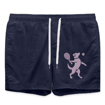 Labrador Hund Tennisball Silhouette - Badeshorts - French Navy - Vorne - AI Model Male 185 light (185cm)