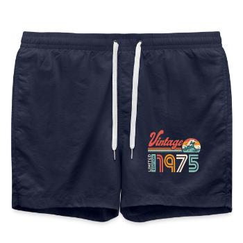 1975 Anniversaire Cadeau Né en 1975 - Short de bain - bleu marine - Devant - AI Model Male 185 light (185cm)
