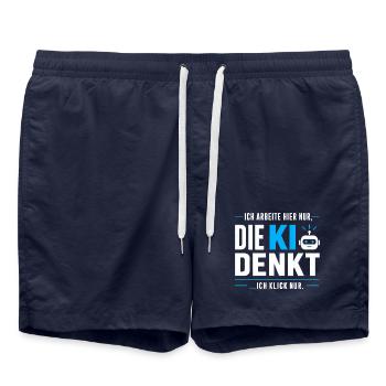 Ich klick nur - KI lustiger Spruch für Arbeit - Badeshorts - French Navy - Vorne - AI Model Male 185 light (185cm)