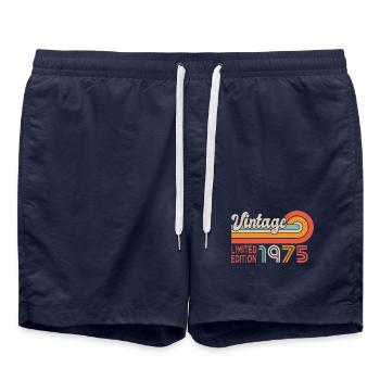 1975 anniversaire Né en 1975 - Short de bain - bleu marine - Devant - AI Model Male 185 light (185cm)